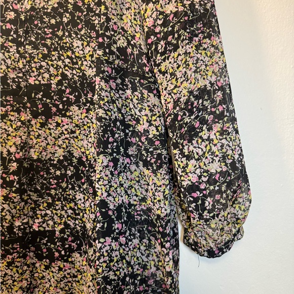 H&M Black Floral Long Sleeve Midi Dress with Pink Accents - Picture 5 of 12